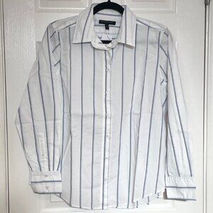 NWT Classic Cotton White Striped Button Down Long Sleeve Shirt